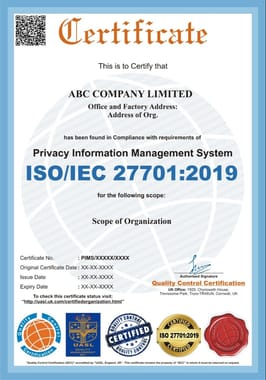 ISO 27701 2019 Certification Service