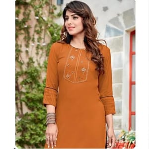 Rayon With Embroidery Work Kurti With Plazzo