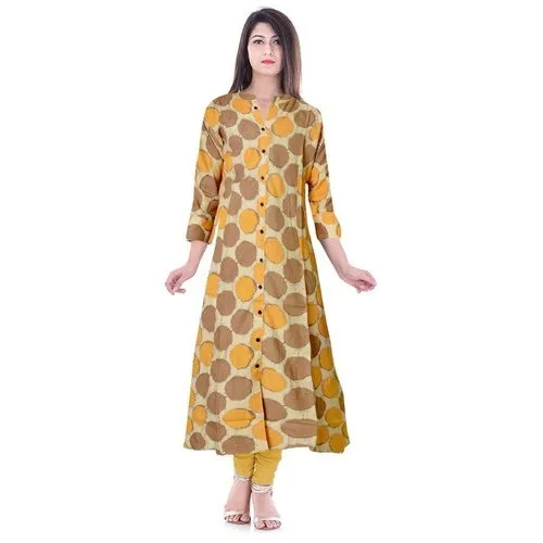 Rayon Casual Wear Printed Kurti, Size: L-XXL