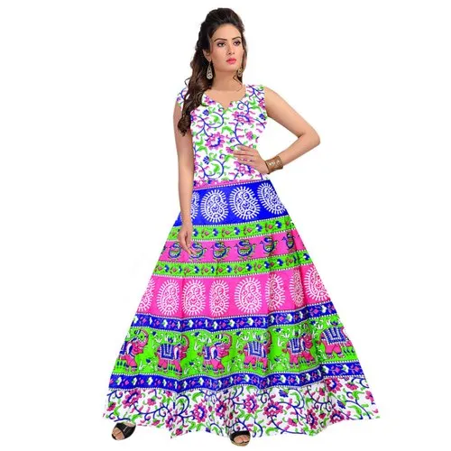 Printed Cotton Ladies Western Dress, Model Name/Number: FR546