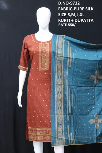 Letest Partywear Silk Kurti With Dupatta