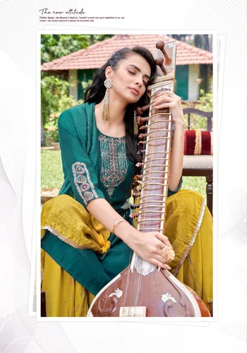 Chanderi Embroidered KOODEE Catalog Sanaya Kurti with Sharara, Blue