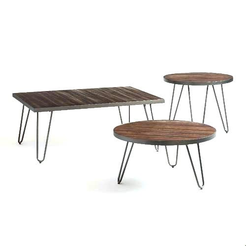 Wood Metal Center Table Set