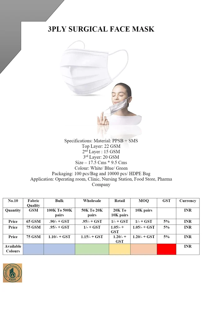 LifeSource Number of Layers: 3 White Non Woven Face Mask