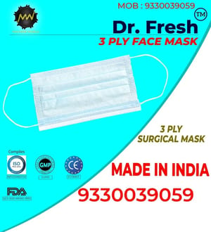 Dr Fresh Number Of Layers: 5 3 Ply Disposable Face Mask With Nose Pin