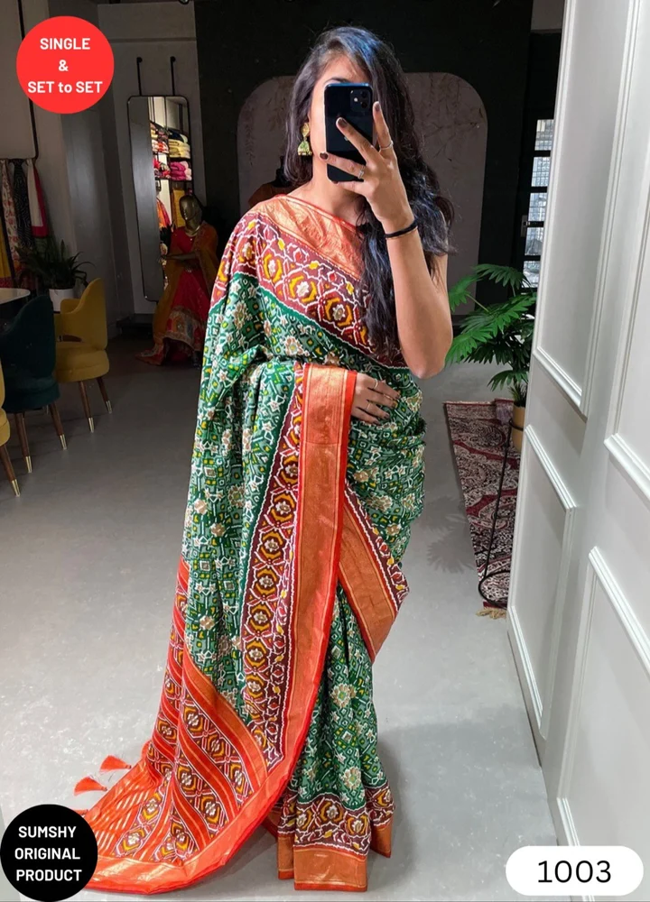 As PIC Patola Print Women Designer Dola Silk Saree Wholesale