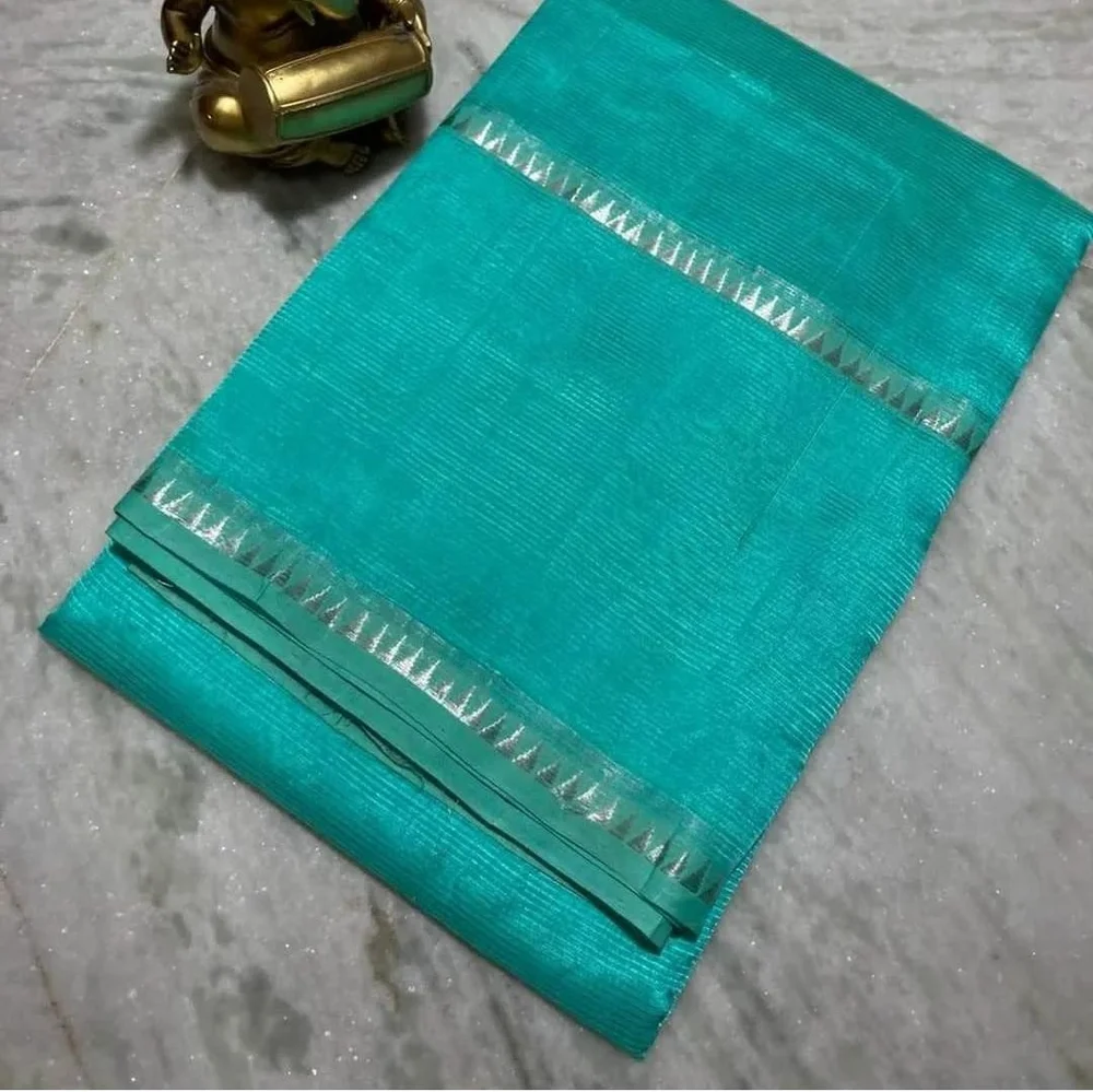 Mangalagiri Silk Saree With Silver Zari Tempal Bodar SAREE