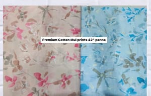 Mul Cotton Fabric, Floral, Multicolour