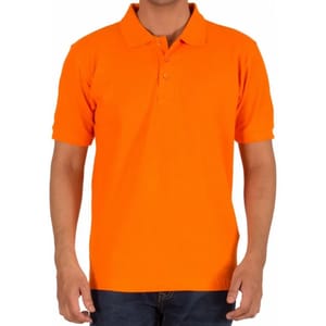 Cotton Plain Men Orange Collar T Shirt, Polo Neck