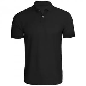 Cotton Plain Men Black Collar T-Shirts, Polo Neck