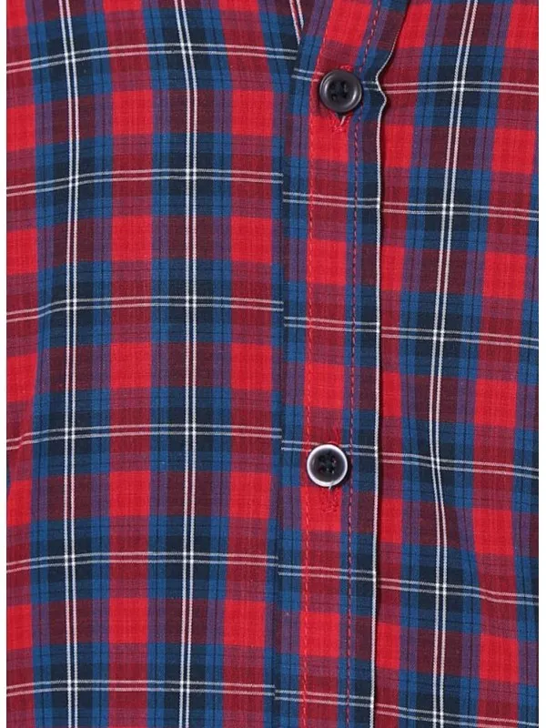 Checks Check Red Full Sleeve Men Casual Cotton Shirt