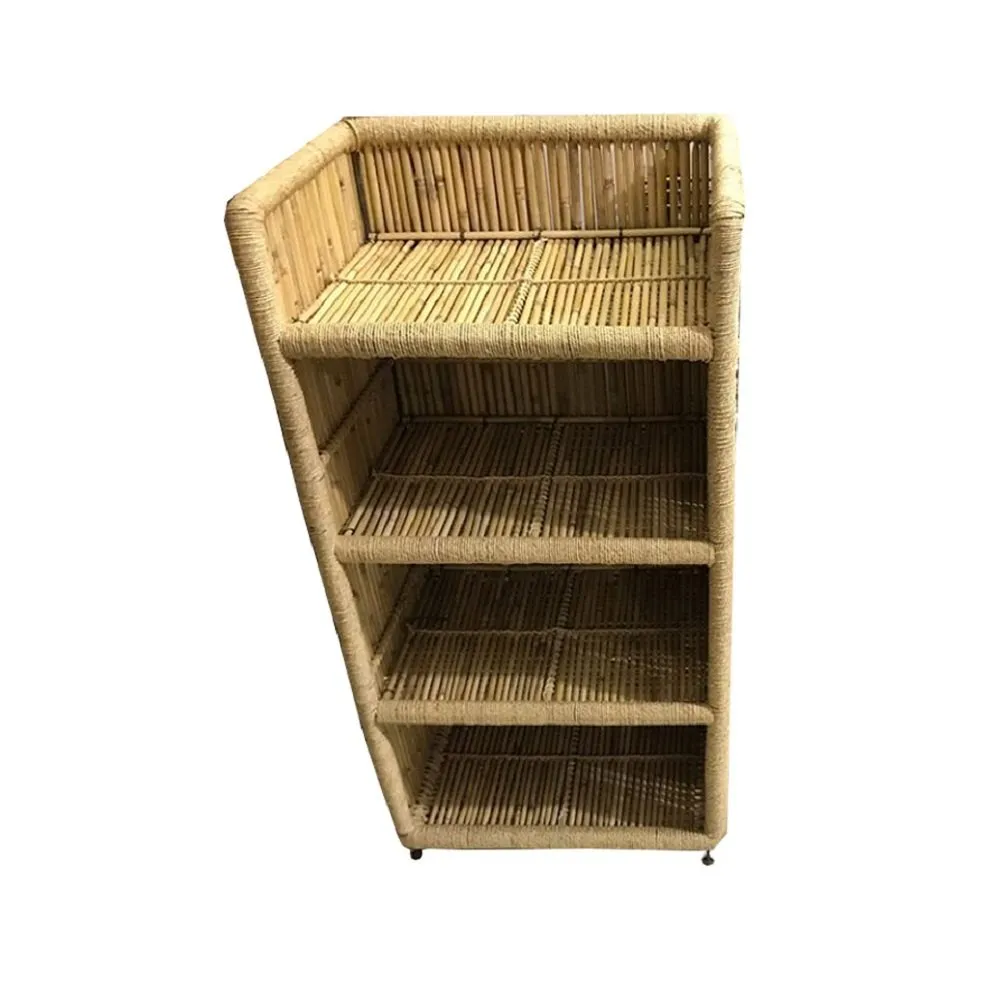 Eco friendly Bamboo Hand Woven 4 selves Multipurpose/Shoe/Magazine/Book Rack