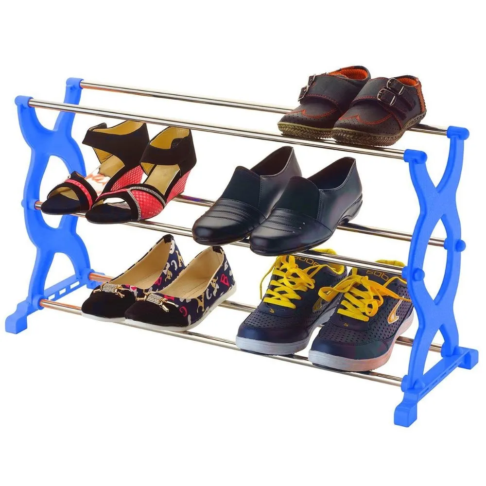 Stainless Steel Maximum Pair Shoe Rack, 3 Shelves, Wall Mount