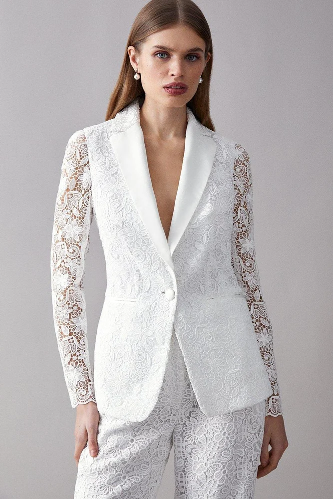 Formal Wear Casual Lace Single Breasted Blazer, Size: Medium