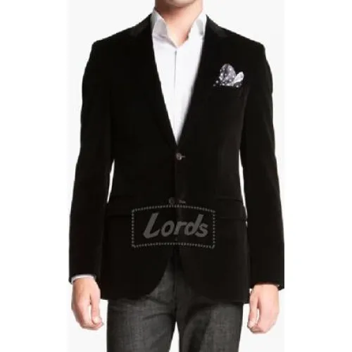 Regular Fit Blended Lords Men''S Velvet Royal Blue Blazer