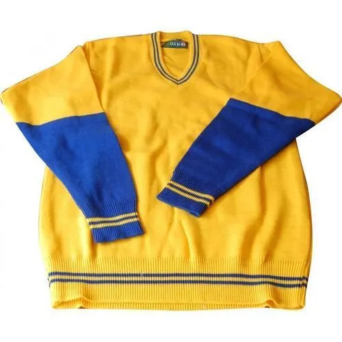 Winter Yellow And Blue School Uniform Pullover, For Apparel