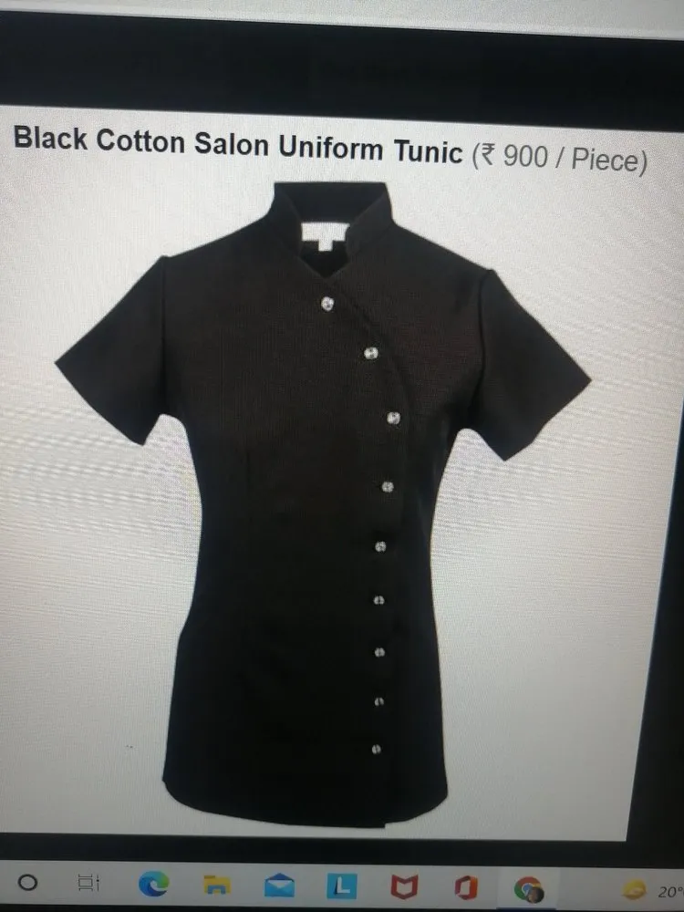 Collar Manchaha Attire Black Cotton Salon Uniform Tunic