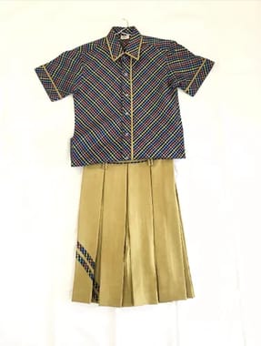 Shyamjee Girls Cotton School Uniform Shirt And Skirt