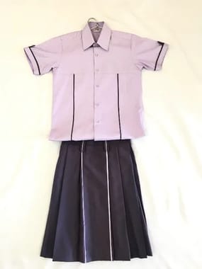 Polyester Cotton Plain Girls School Uniform Shirt And Skirt