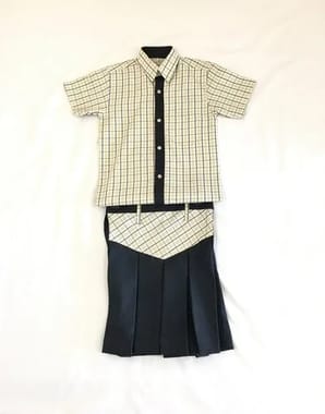 Girls Polyester Cotton School Uniform Shirt And Skirt, Size: 20 - 34