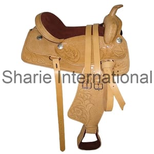 Brown Plain Leather Western Saddle