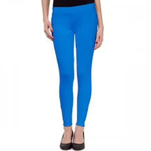 Blue Plain Cotton Legging Casual Wear Straight Fit