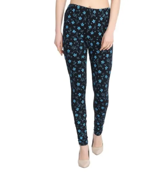 Mid Waist Floral Slim Fit Leggings, Party Wear