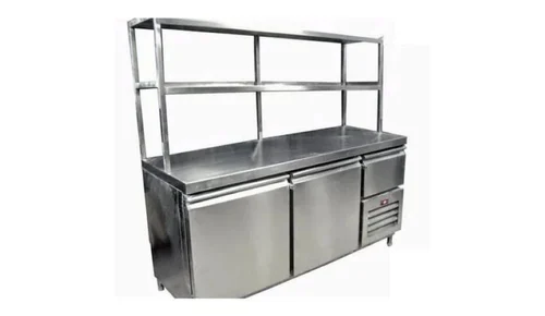 Gray Stainless Steel Commercial Table Top Refrigerator, Double Door, Capacity: 400-500 L