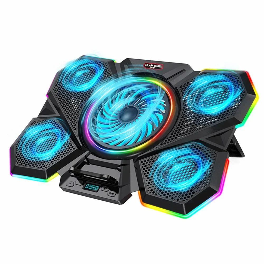 CLAW Glacier F13 - RGB Laptop Cooling Pad with 5 Motor Fan and Adjustable Height