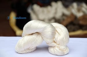 White Bleached Lace Weight Raw Silk 2 Ply Yarn, For Weaving Knitting