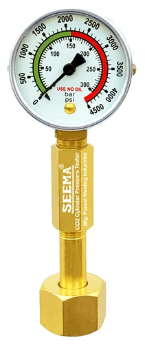 Forged Brass Yellow SEEMA CO2 Carbon-dioxide Gas Cylinder Pressure Tester