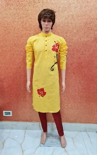 APPLIQUE Multicolor Khadi Kurta