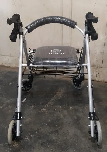 Aluminium Silver colour Four Wheel Rollator, 4, 02