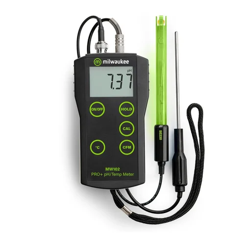 Lcd Milwaukee MW102 PRO+ 2-in-1 pH and Temperature Meter with ATC, For Laboratory, 0.6 KG