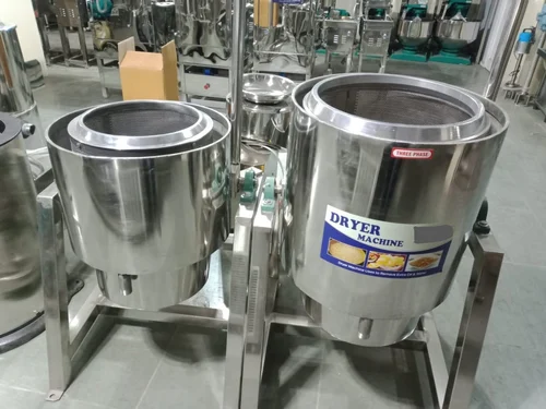 Stainless Steel Semi-Automatic Tilting Dryer Machine, For Remove Oil & Water