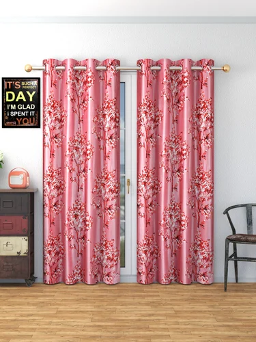 Design Multicolor Full Tree Heavy Print Curtain, For Home