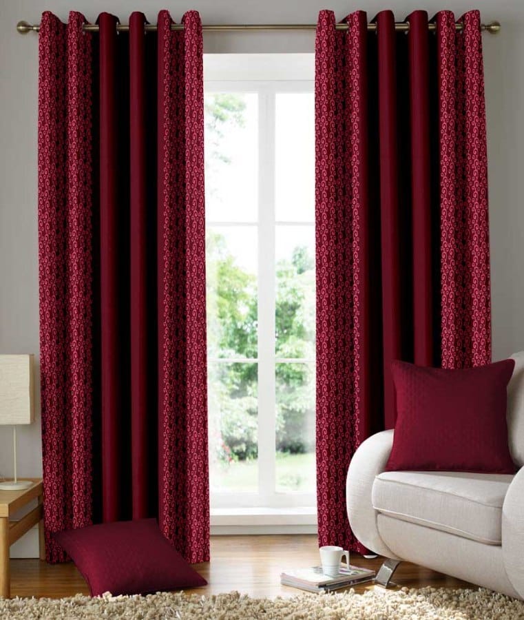 Jagdamba Furnishing Eyelet Designer Heavy Maroon Printed Door and Window Curtain