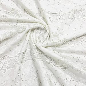 White Floral Cotton Crochet Fabric 1