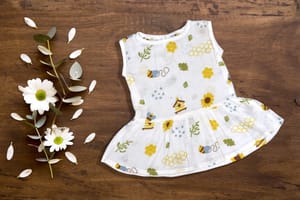 Printed Unisex New born cotton frock button