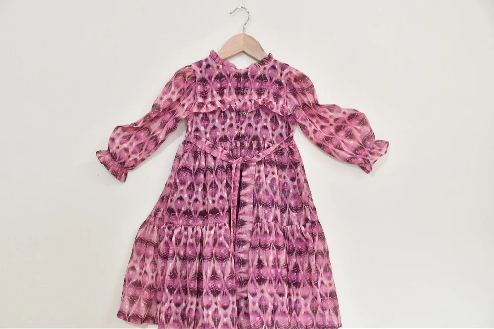 Printed Girl Baby Pink Frock, Size: 26