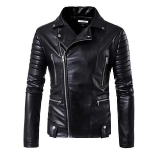 Black Casanova Leather Biker Jacket, Size: S-XXL