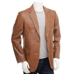 Men Leather Blazer, Size: XL