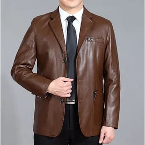 Dark Brown Men Leather Formal Coat