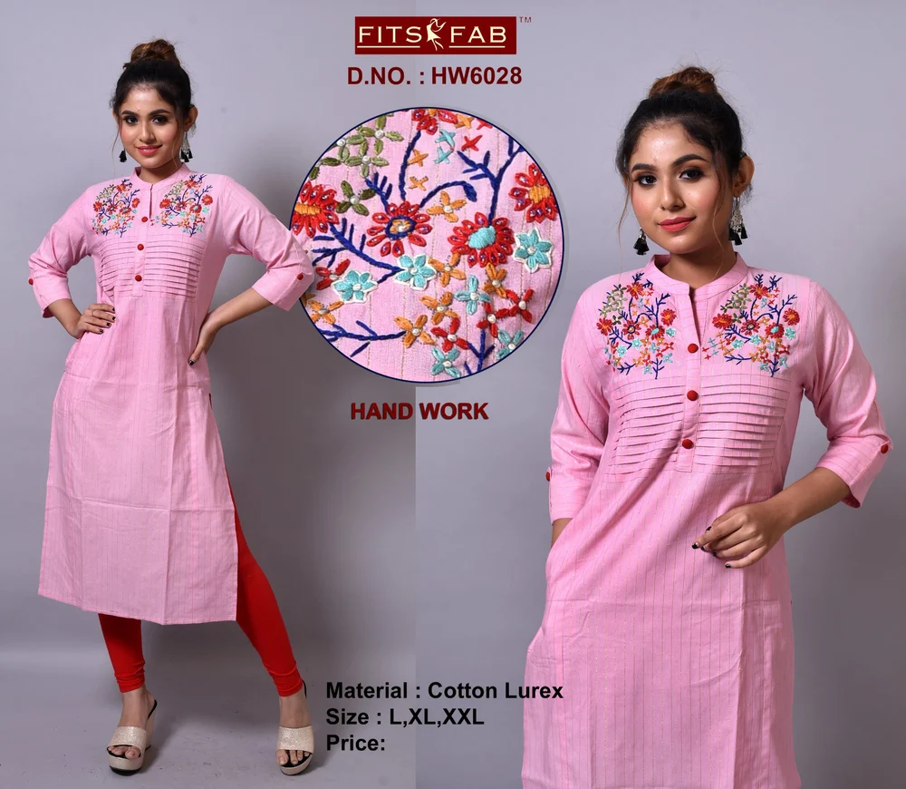 Designer Ladies Embroidery Cotton Kurtis