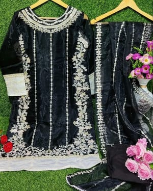 Black Pakistani Fancy Embroidery Suits, Size: XL,XXL