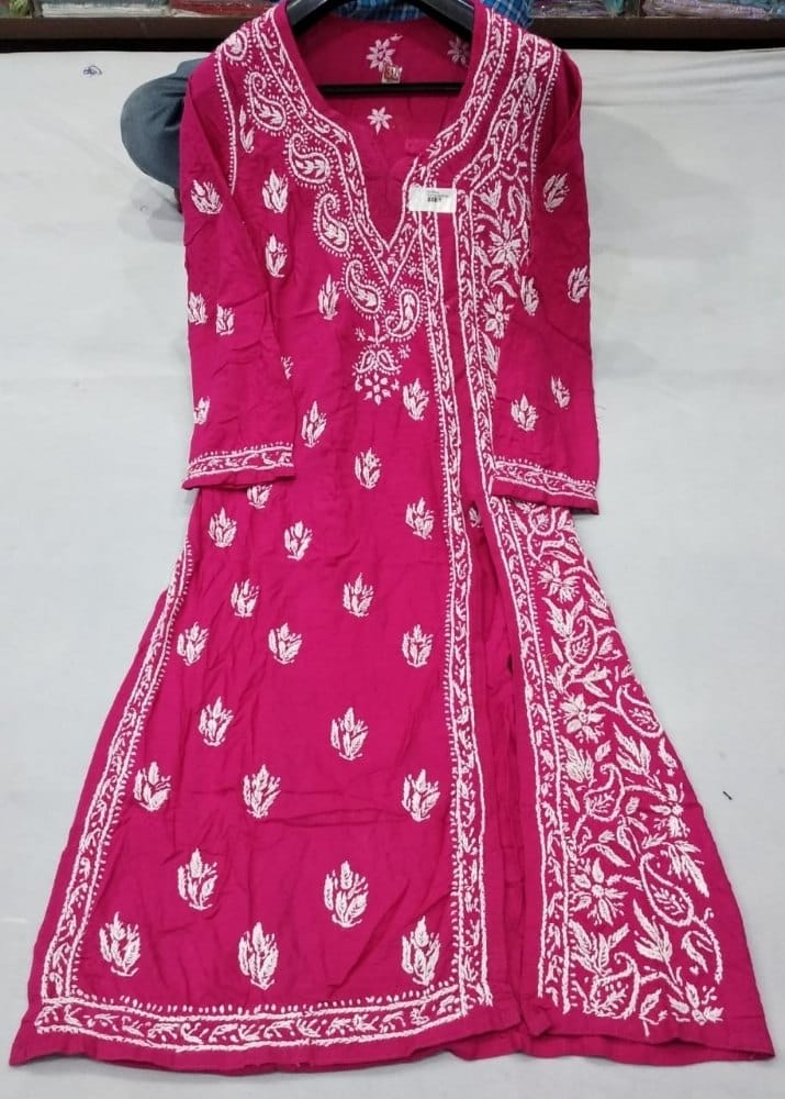 Multicolor Rayon Embroidered Kurtis