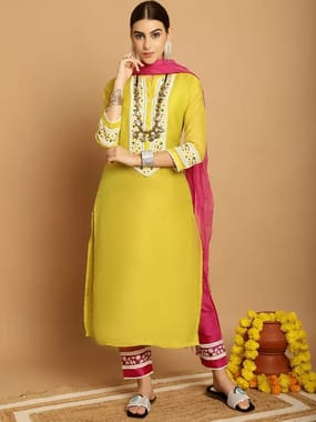 View Similar Party Wear chanderi Hand Embroidered Ladies Suits with dupatta