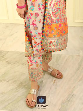 Multicolor Pant Silk Embroidery Suit, Size: Medium