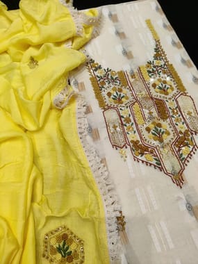 Handloom weaving Embroidered Cotton Dress