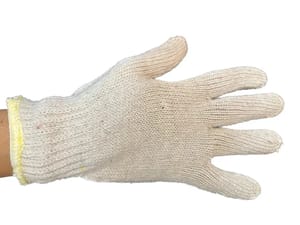 White Plain Cotton Knitted Gloves Small